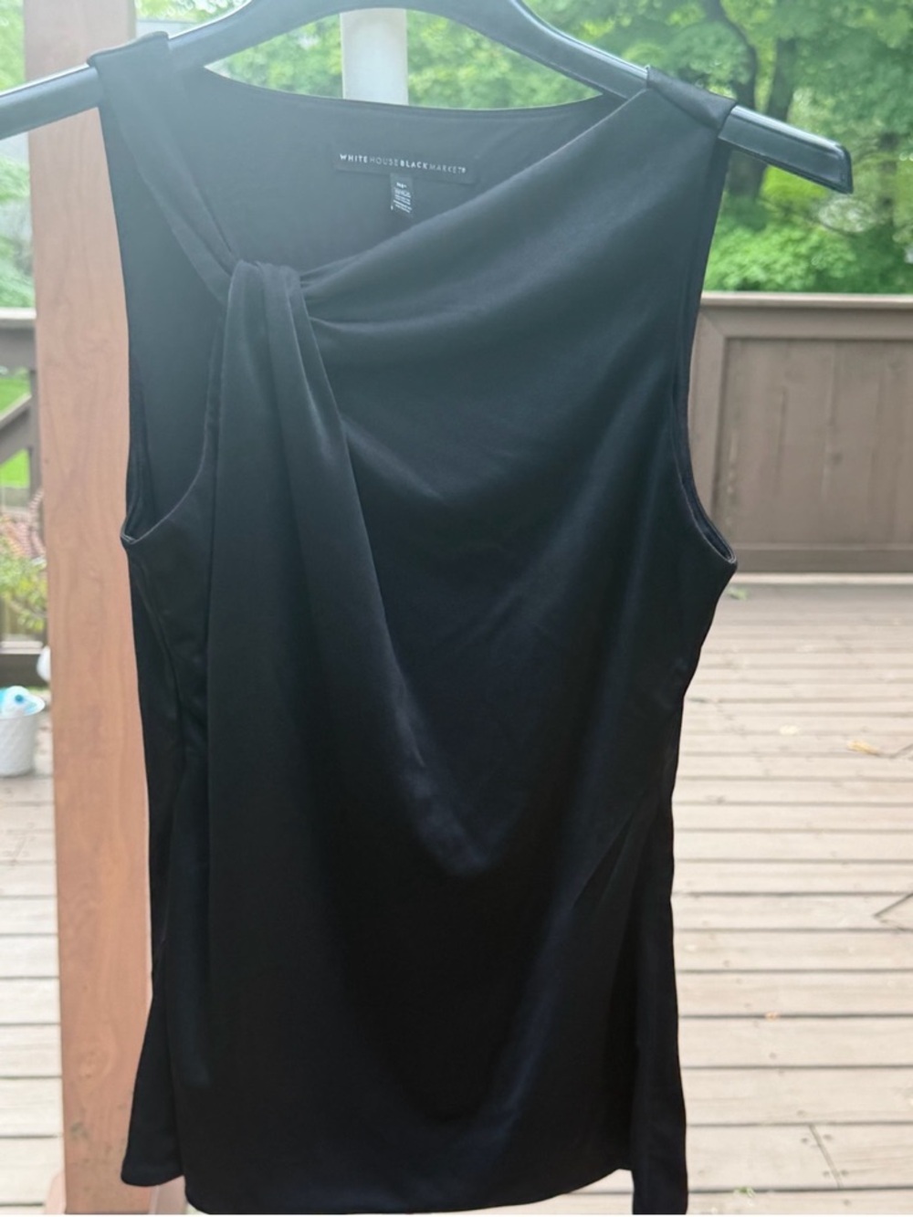 White House Black Market Black Sleeveless Drape-Neck Camisole